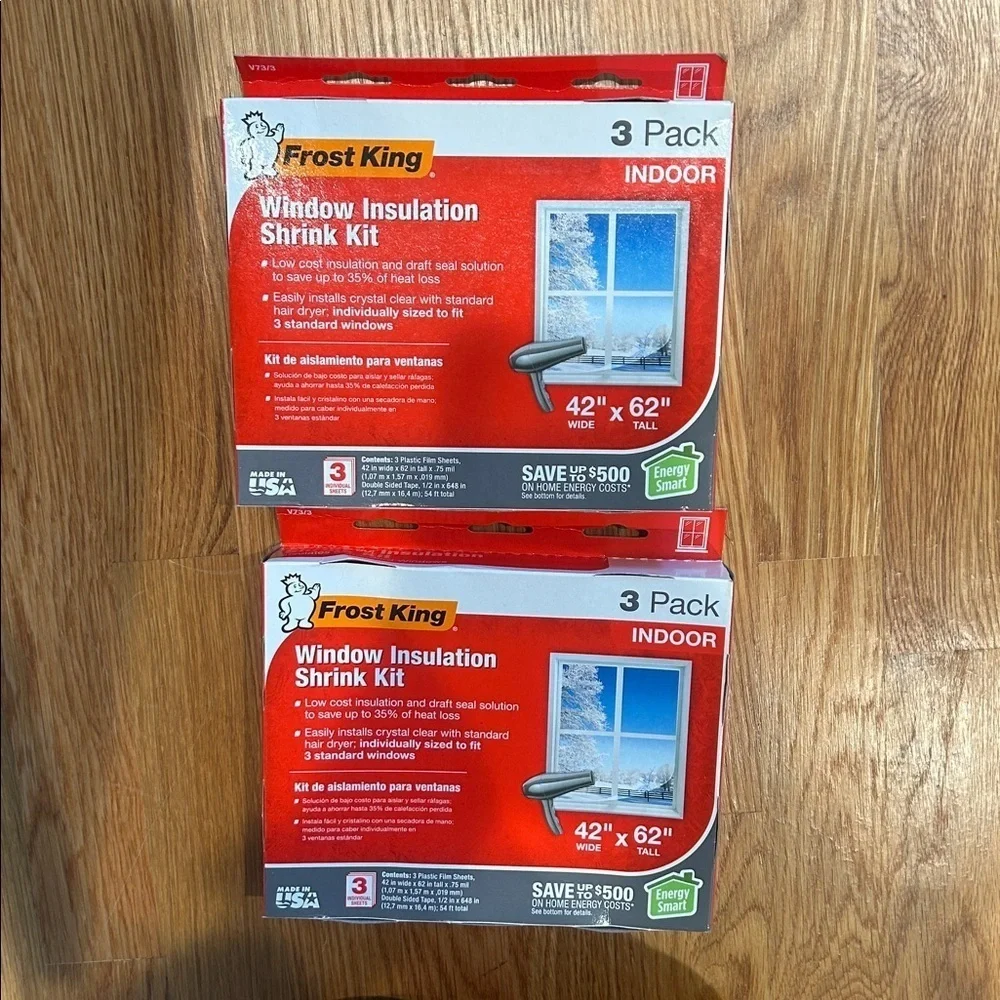 Winterize window installation, shrink kit six individual sheets energy smart new